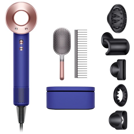 Фен Dyson Supersonic HD07 Vinca blue и Rosé с 5 насадками, бокс-чехлом и расческами